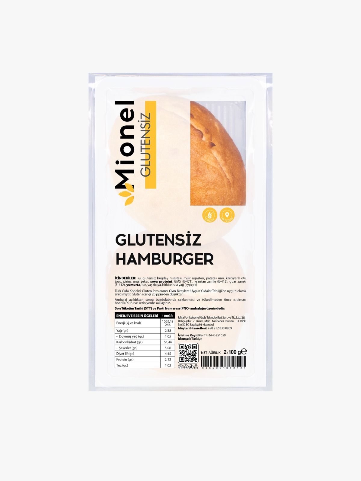 Mionel Glutensiz Hamburger Ekmek 2*100gr