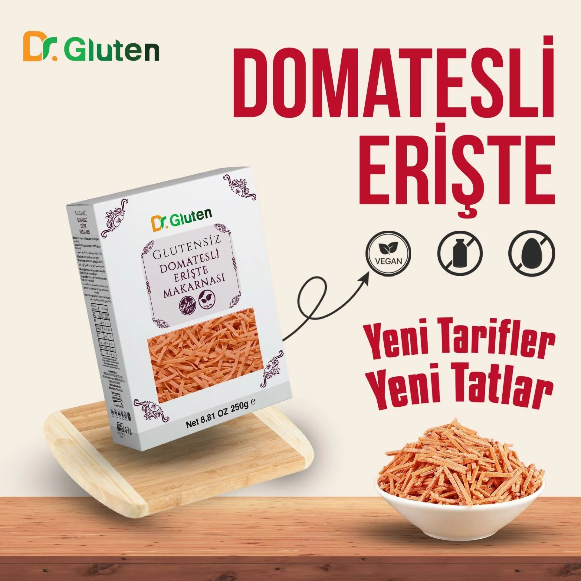 Dr Gluten Glutensiz Domatesli Erişte 250 gr