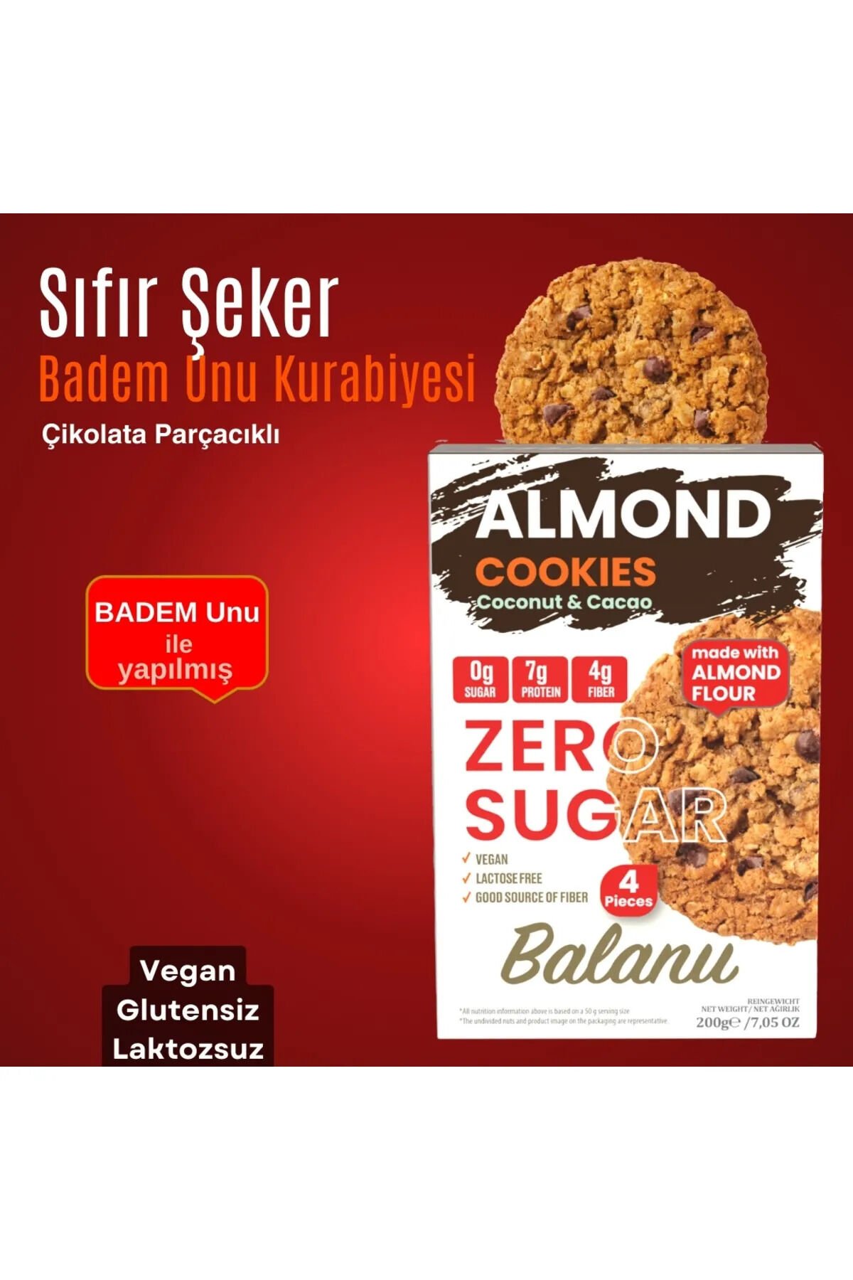 Balanu Damla Çikolatalı Badem Unu Kurabiyesi 200 Gr