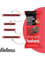 Balanu Fruity Meyveli Protein Topları Çilek Dolgulu ve Bademli Atıştırmalık 55 gr