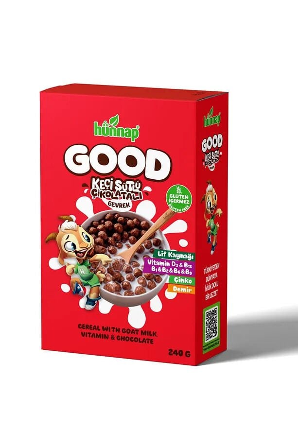 Hünnap Good Keçi Sütlü Vitaminli Çikolatalı Gevrek 240 GR