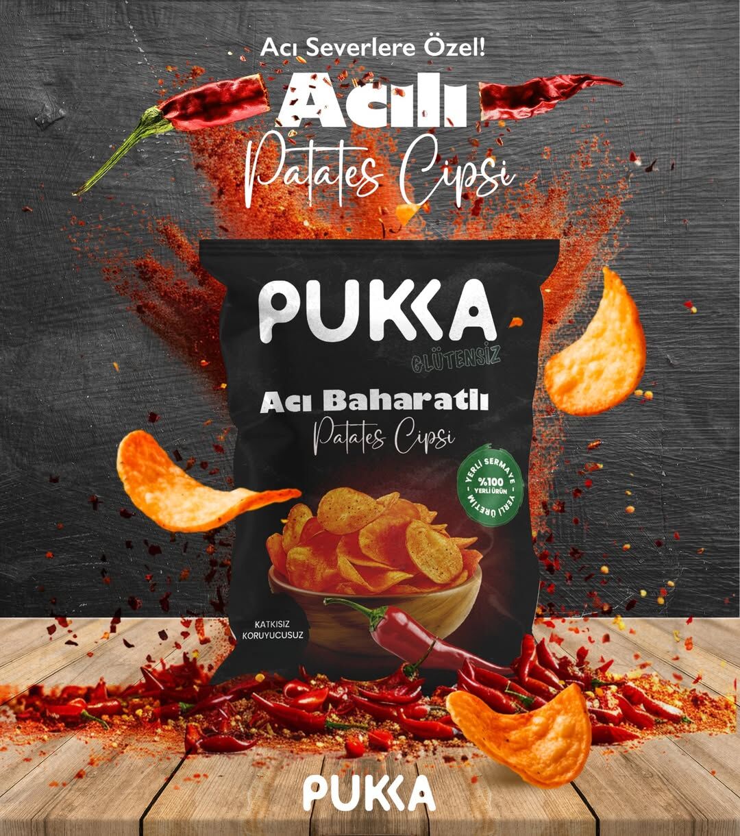 Pukka Glutensiz Acı Baharatlı Patates Cipsi 70 gr