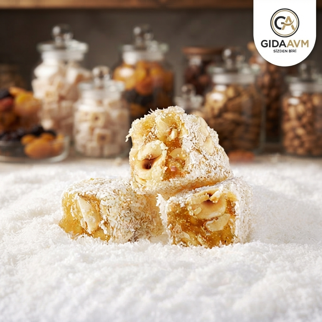 Glutensiz Hindistan Cevizli Fındıklı Lokum 500 gr