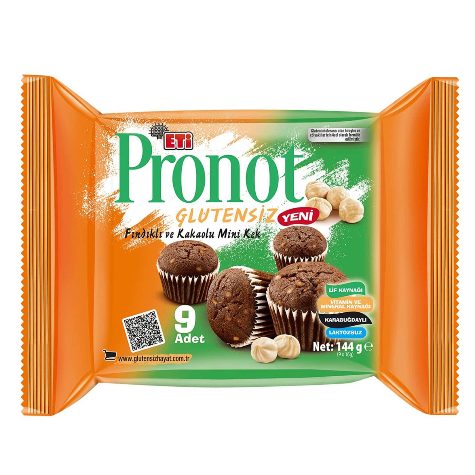 Eti Pronot Glutensiz Fındıklı Ve Kakaolu Mini Kek 144 gr