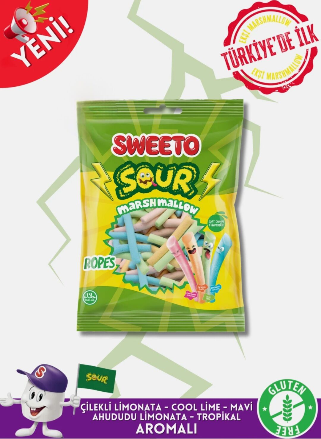 Sweeto Ropes Sour Marshmallow 100g