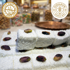Glutensiz Antep Fıstıklı Hindistan Cevizli Basma Lokum 900 gr