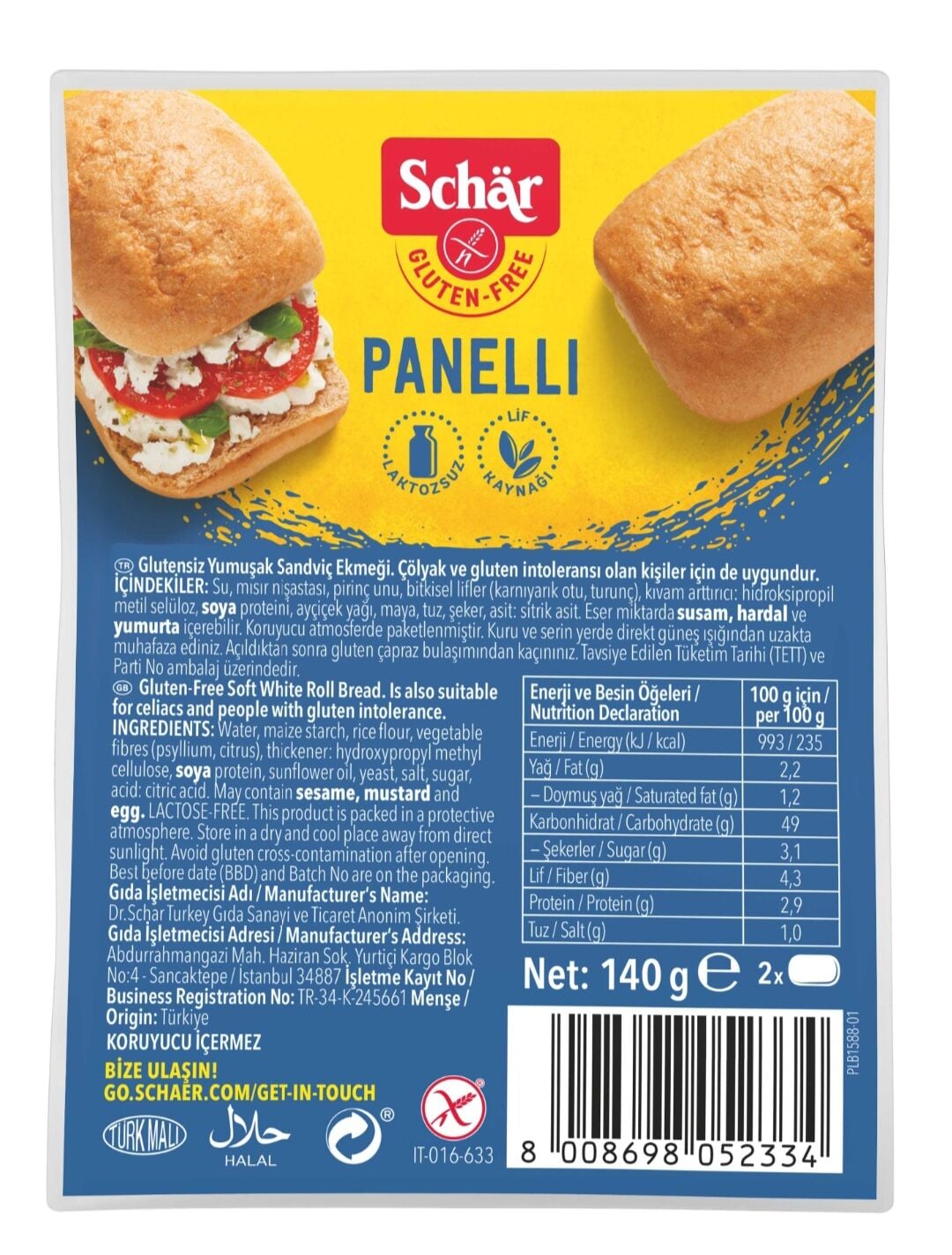 Schar Panelli Ekmek 140 gr (TETT 20/08/2026)
