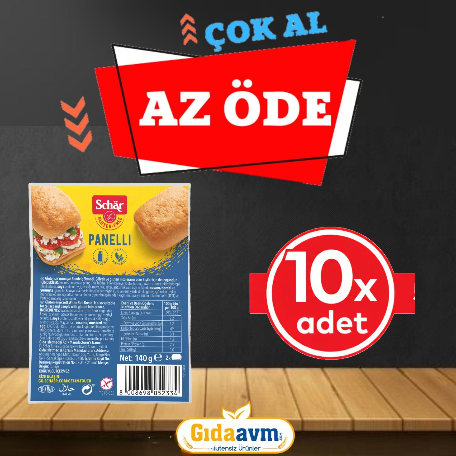 Schar Panelli Ekmek 140 gr*10 Adet (TETT 20/08/2026)