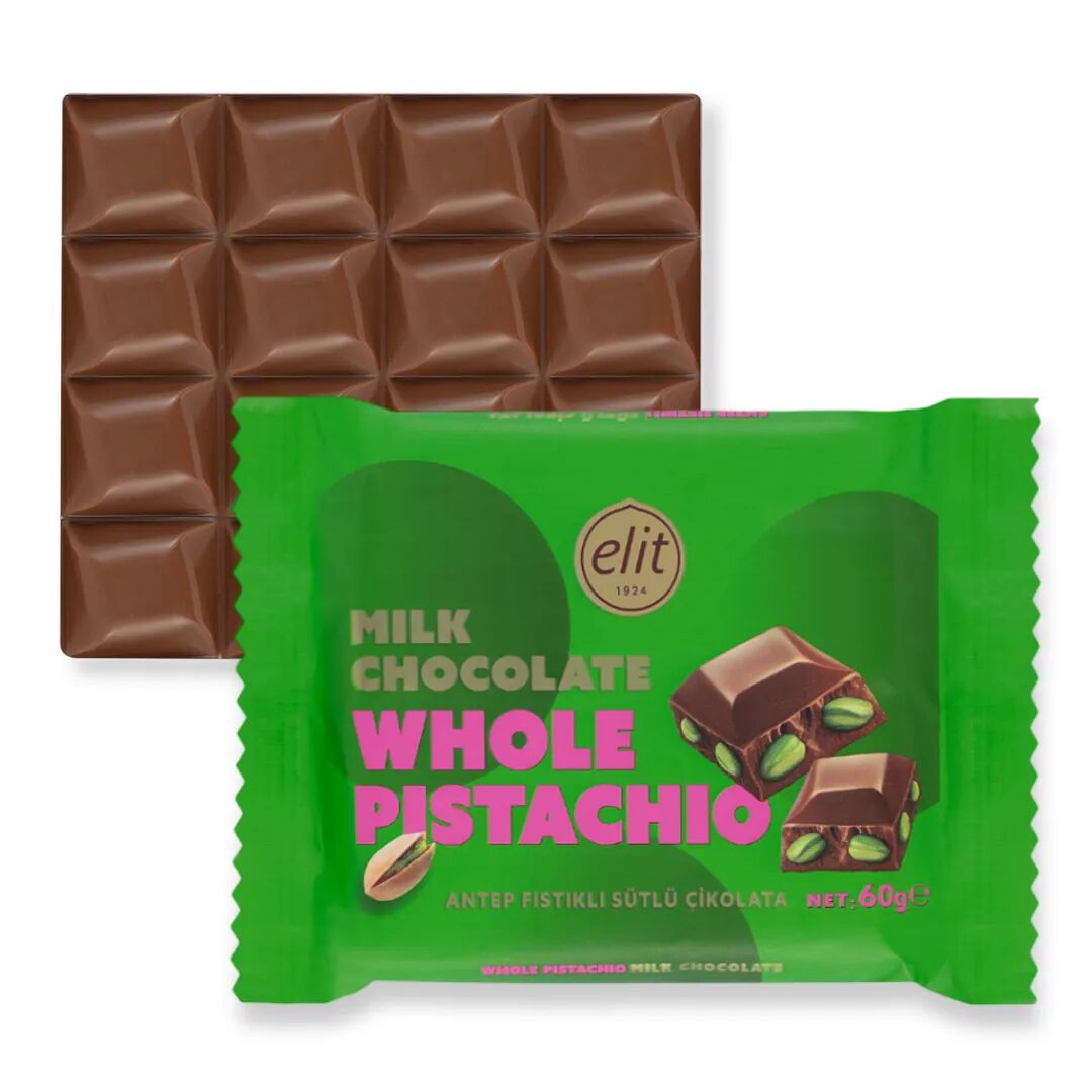 Elit Bütün Antep fıstıklı Sütlü Çikolata Tablet 60g