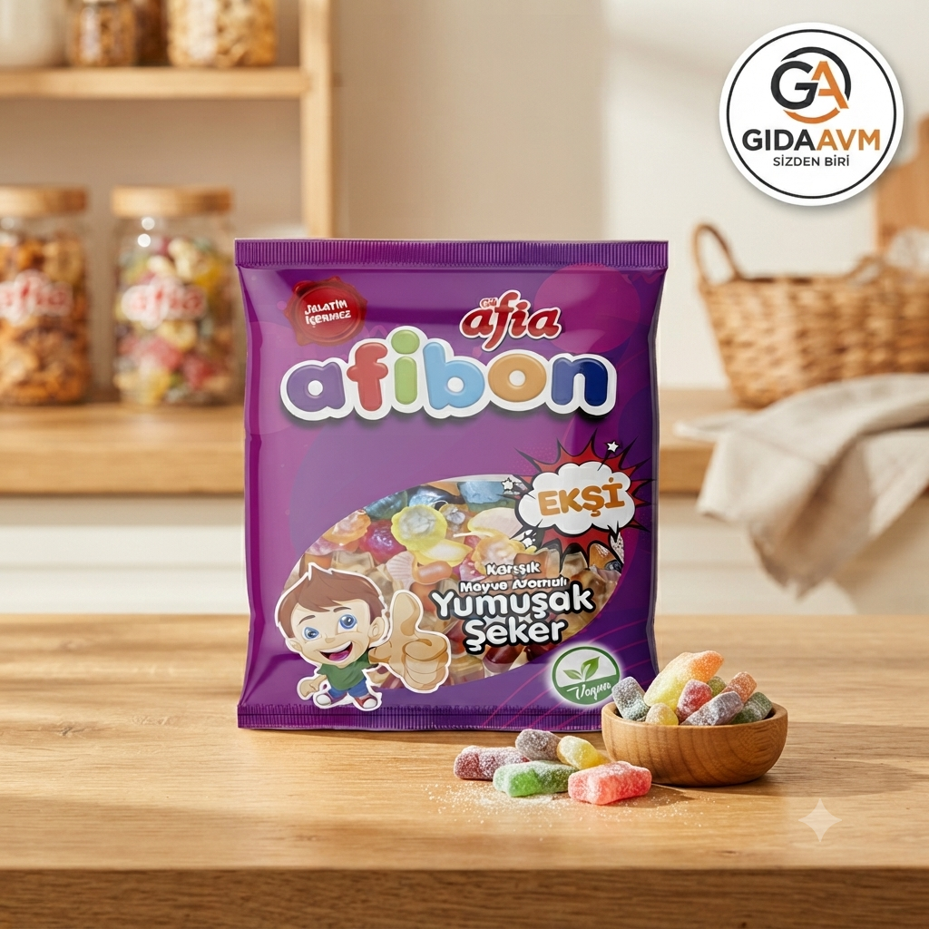 Afia Afibon Ekşi Karışık Meyveli Yumuşak Şeker 80 Gr
