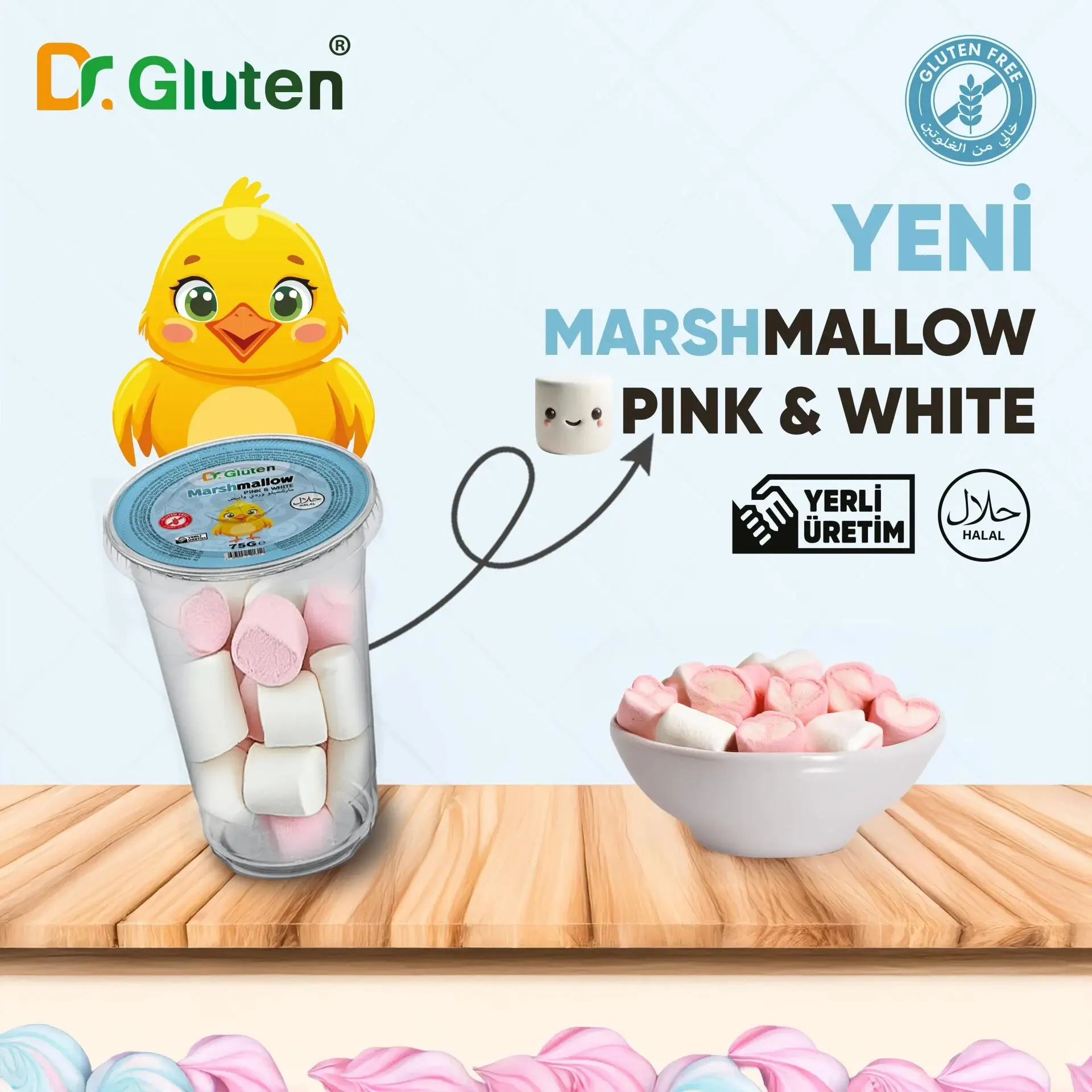 Dr Gluten Glutensiz Pink & White Marshmallow 75 gr
