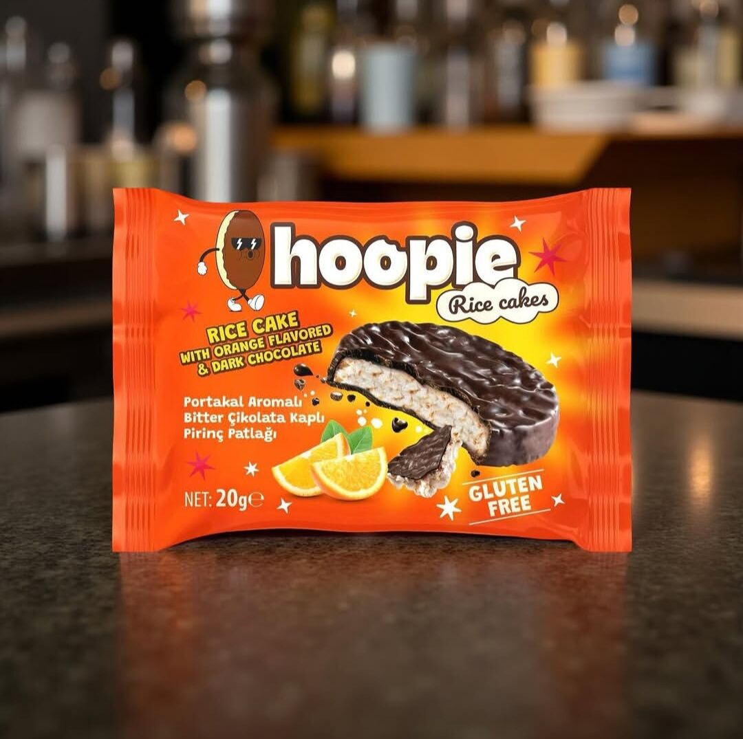 Hoopie Portakal Aromalı Bitter Çikolata Kaplı Pirinç Patlağı 20g