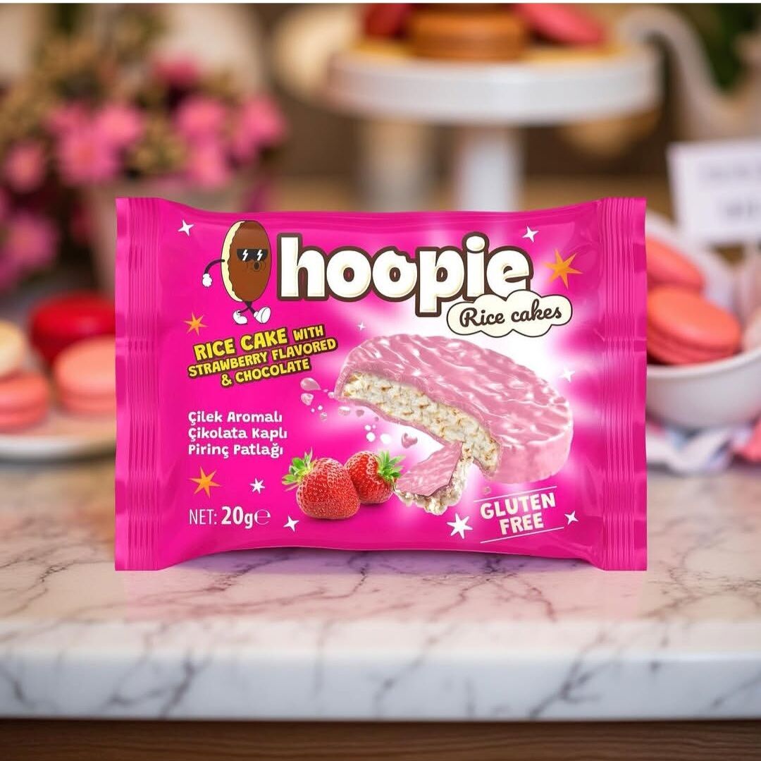 Hoopie Çilek Aromalı Çikolata Kaplı Pirinç Patlağı 20g