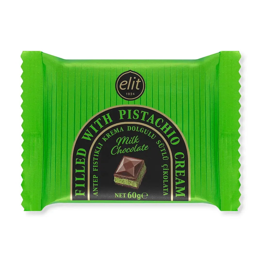 Elit Antep Fıstıklı Krema Dolgulu Sütlü Çikolata 60g