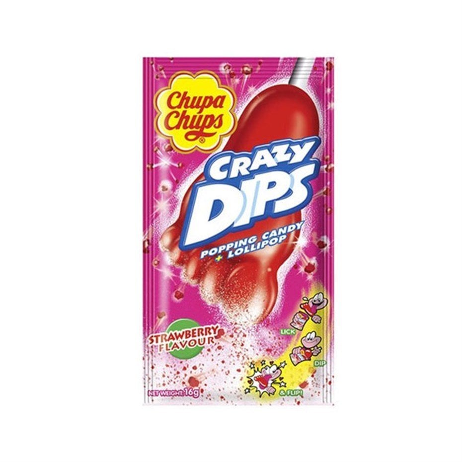 Chupa Chups Crazy Dips Patlayan Şeker + Lolipop Çilek