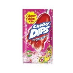 Chupa Chups Crazy Dips Patlayan Şeker + Lolipop Çilek