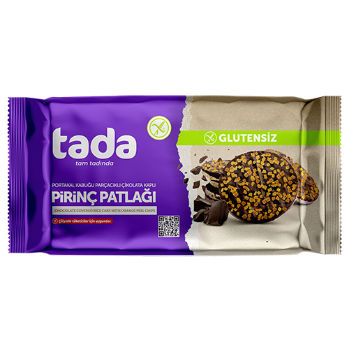 Glutensiz Portakal Kabuğu Parçacıklı Çikolata Kaplı Pirinç Patlağı
