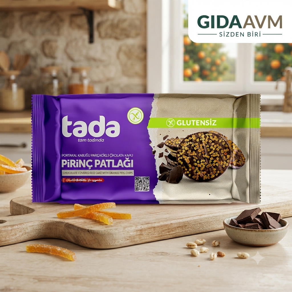 Glutensiz Portakal Kabuğu Parçacıklı Çikolata Kaplı Pirinç Patlağı
