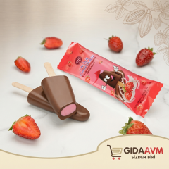 Dondurma Çubuğunda Çilek Aromalı Krema Dolgulu Çikolata 30 gr
