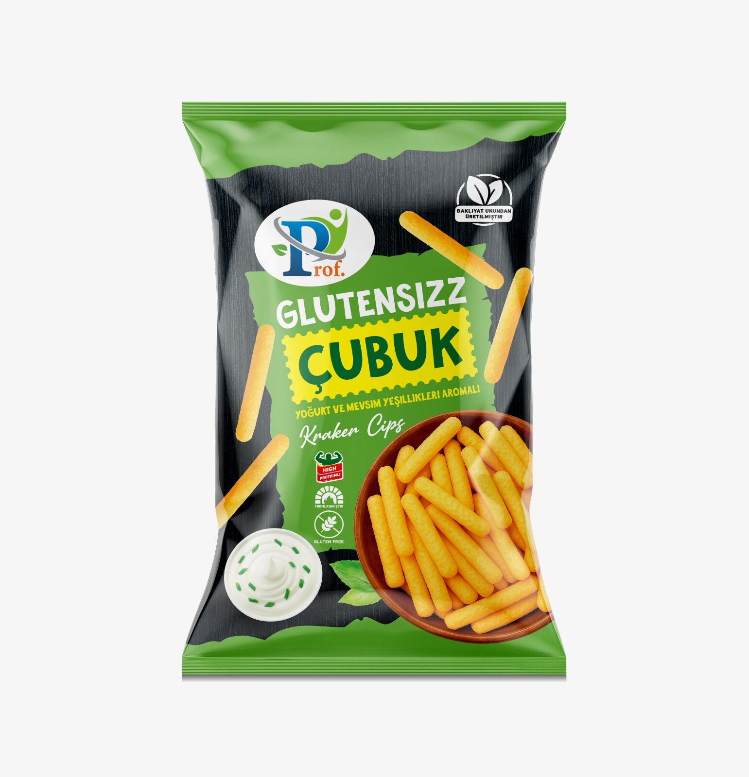 Prof. Glutensizz Çubuk Kraker Cips Yoğurt ve Mevsim Yeşillikleri Aromalı 75 gr