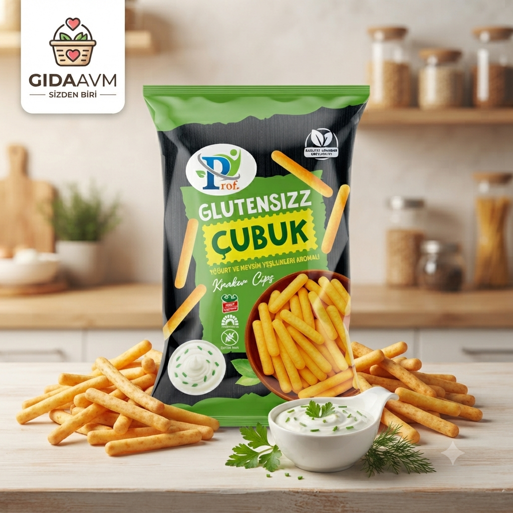 Prof. Glutensizz Çubuk Kraker Cips Yoğurt ve Mevsim Yeşillikleri Aromalı 75 gr