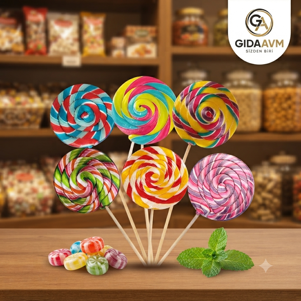 Glutensiz Candy Fox Yuvarlak Lolipop Şeker
