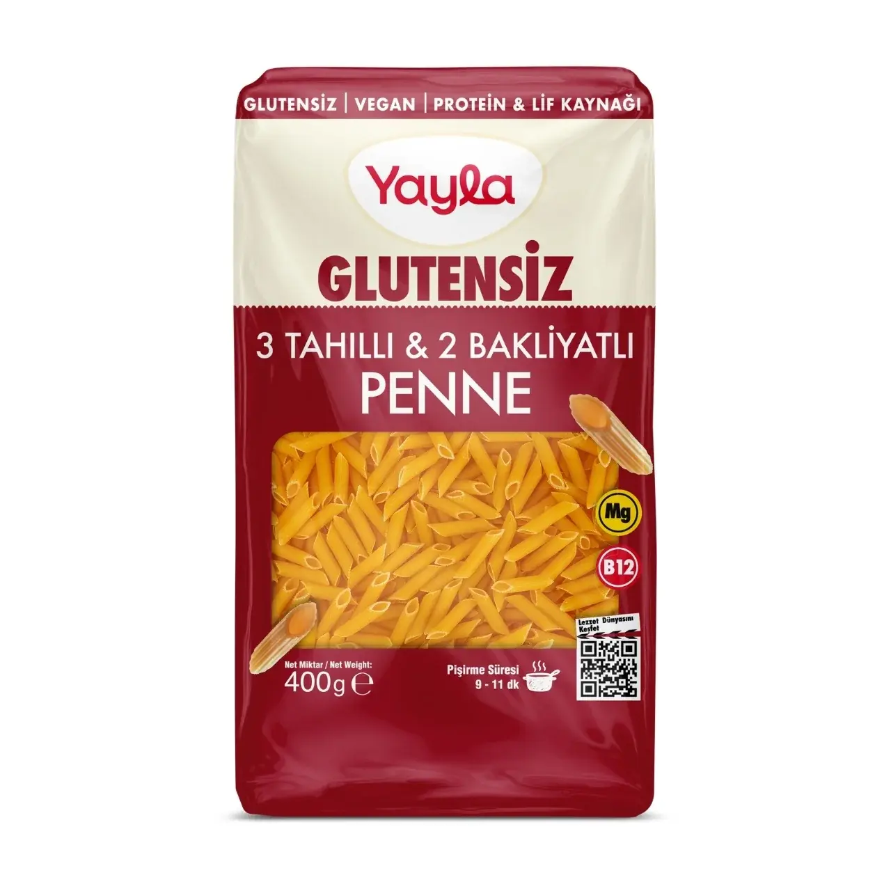 Yayla Glutensiz 3 Tahıllı ve 2 Bakliyatlı Penne Makarna 400 gr