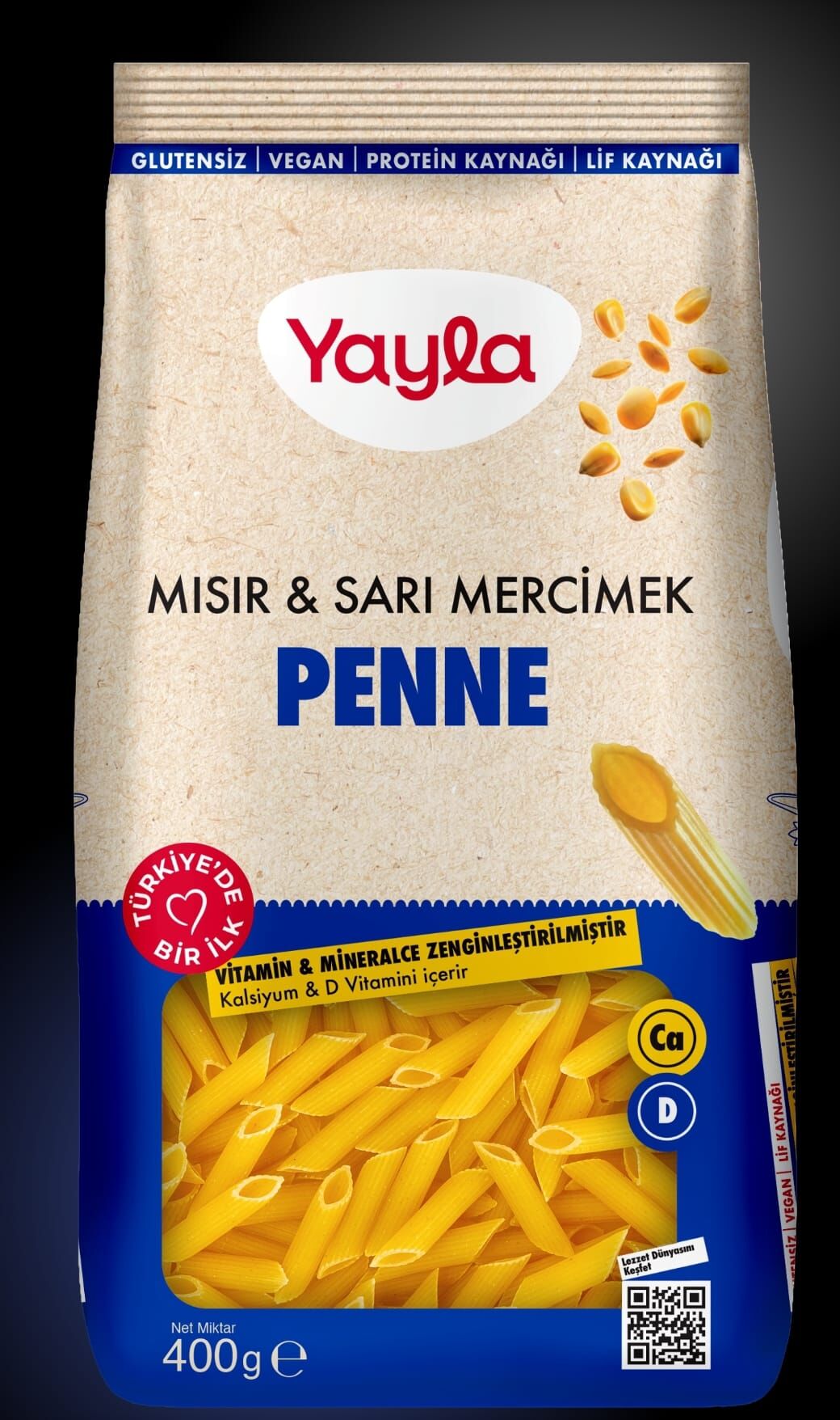 Yayla Glutensiz Mısır ve Sarı Mercimek Makarnası Penne 400 gr