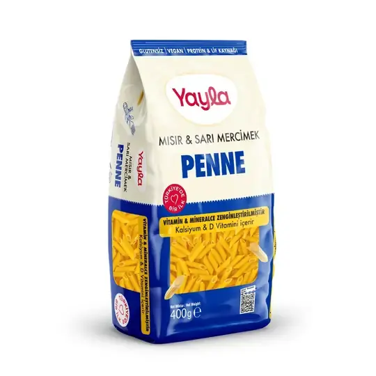 Yayla Glutensiz Mısır ve Sarı Mercimek Makarnası Penne 400 gr
