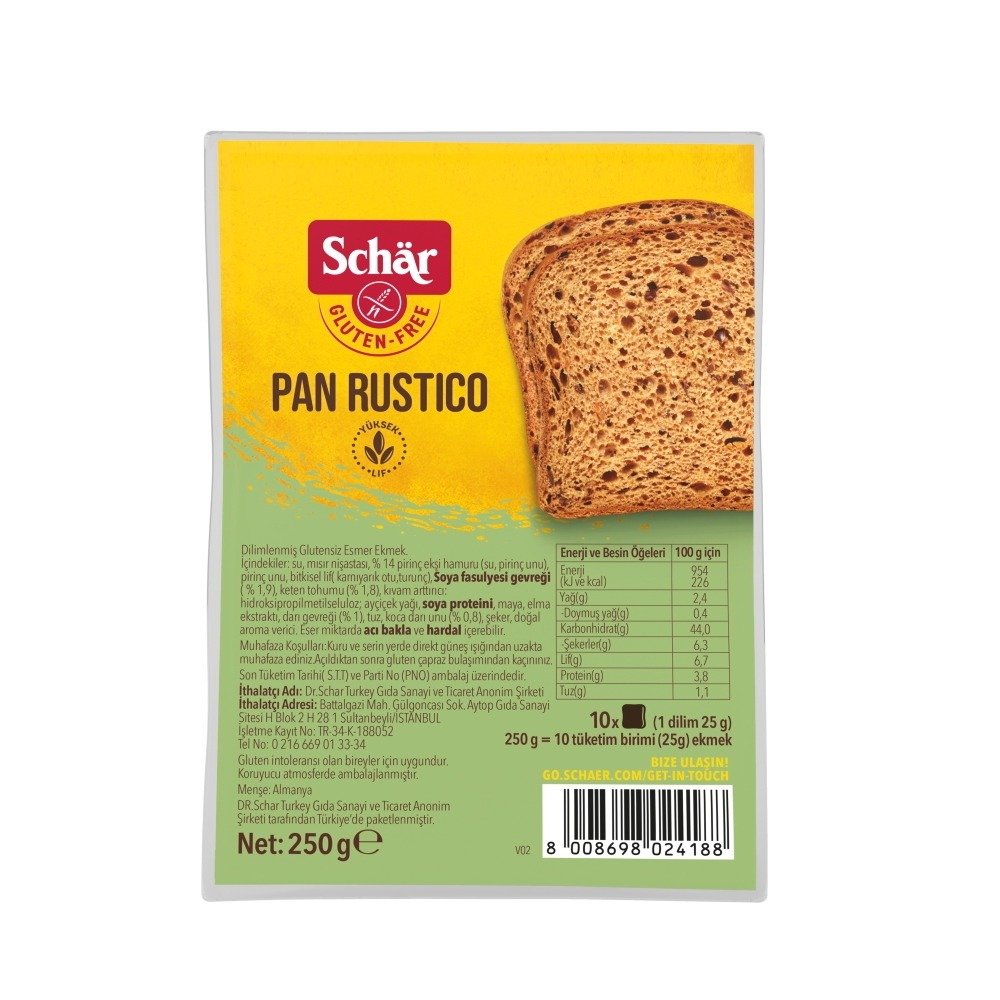 Schar Pan Rustico Lifli Ekmek 250 gr (TETT 21/05/26)