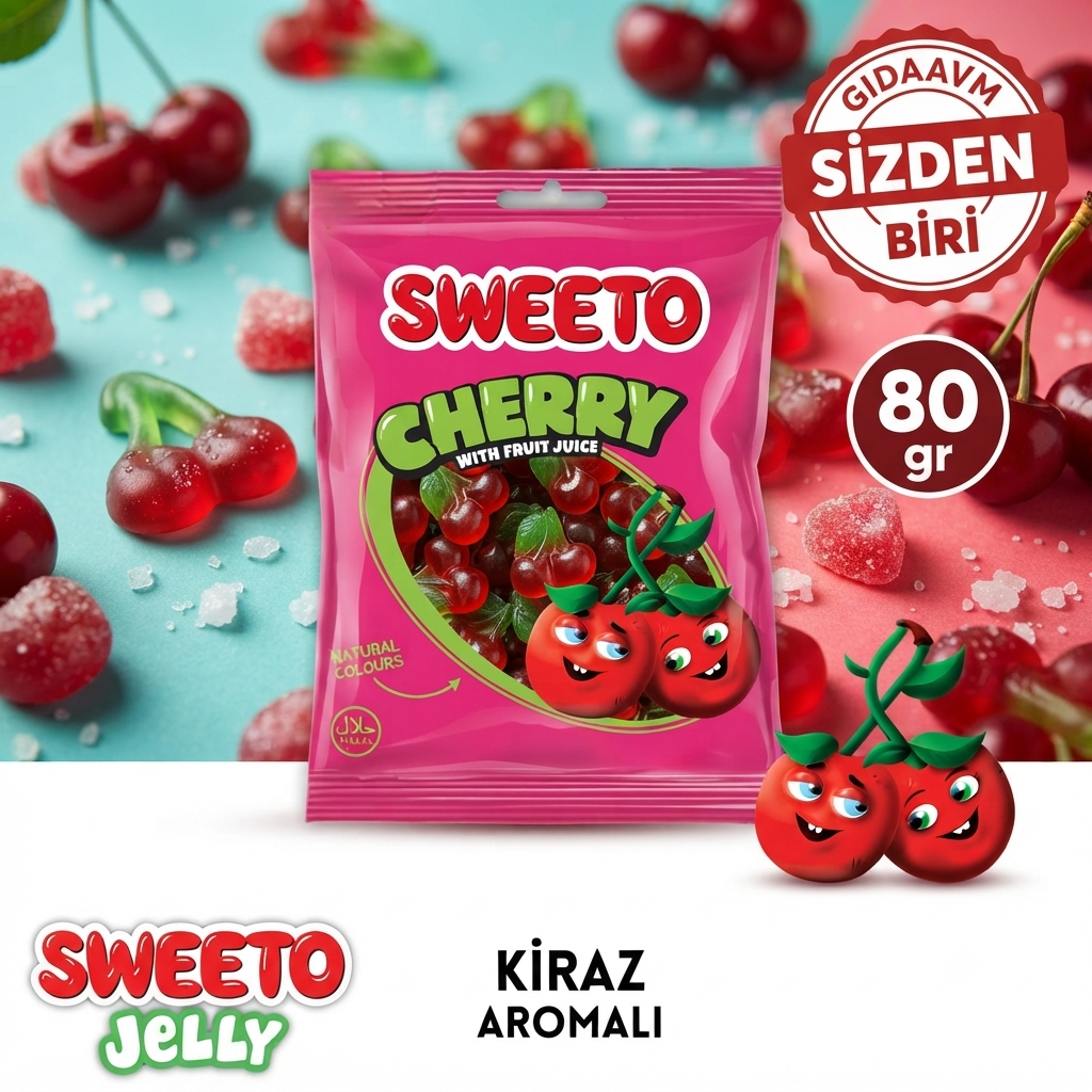 Sweeto Gummy Glutensiz Cherry 80g