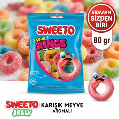 Sweeto Gummy Glutensiz Sour Rings 80g