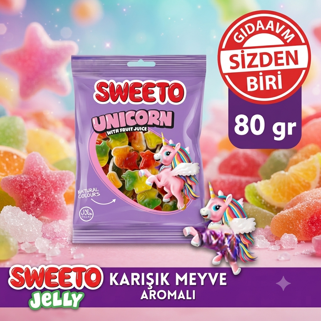 Sweeto Gummy Glutensiz Unicorn 80g
