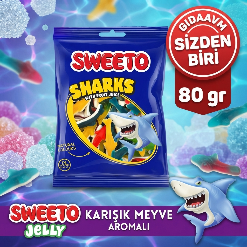 Sweeto Gummy Glutensiz Sharks 80g