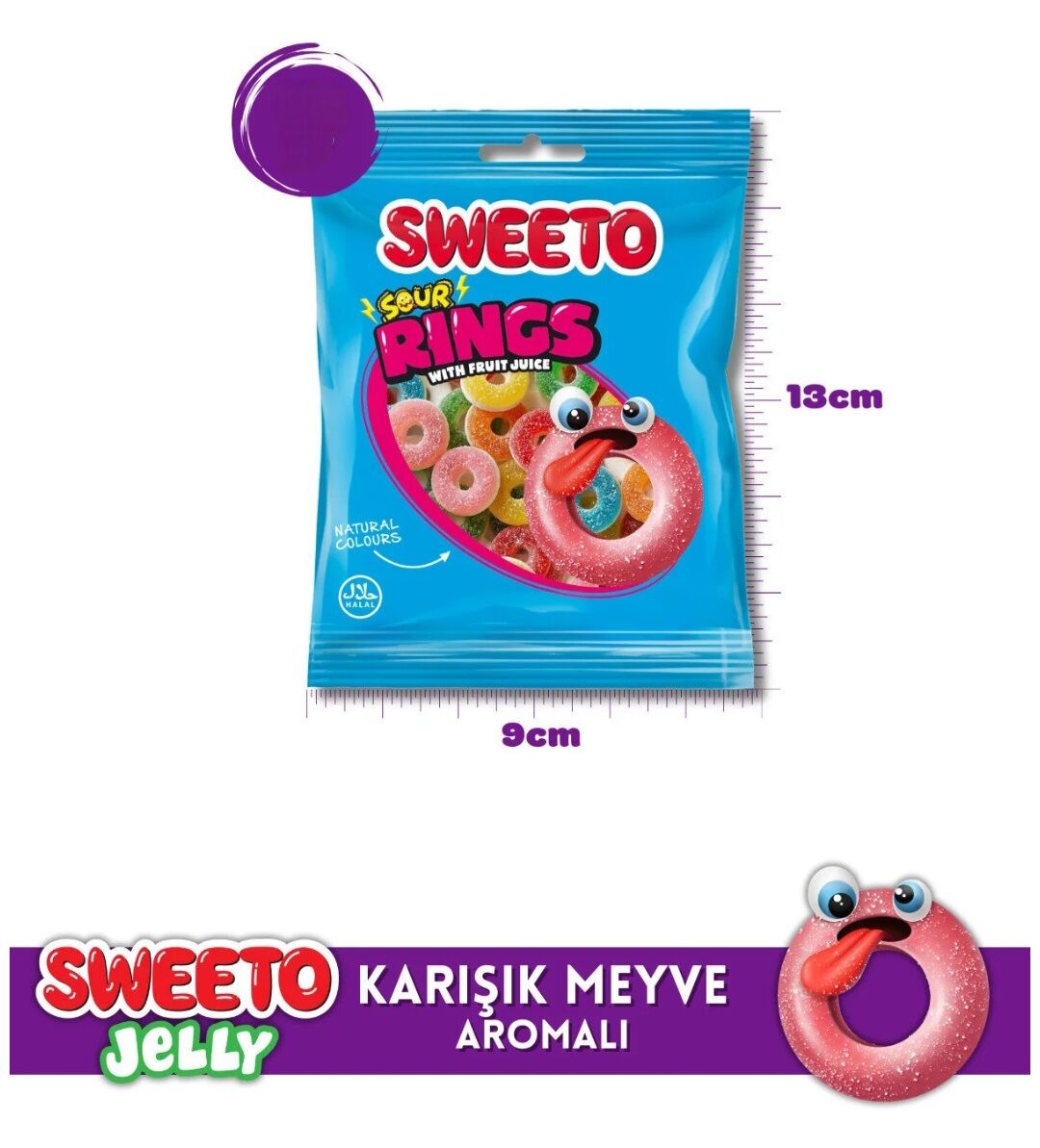 Sweeto Gummy Sour Rings Glutensiz Jelibon 22g