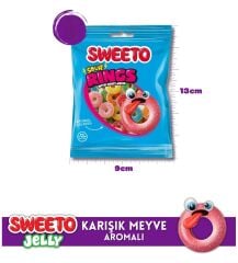 Sweeto Gummy Glutensiz Sour Rings Glutensiz Jelibon 22g
