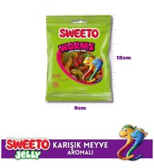 Sweeto Gummy Glutensiz Worms Glutensiz Jelibon 22g