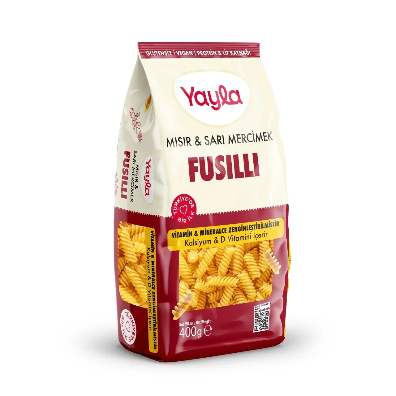 Yayla Mısır ve Sarı Mercimek Fusilli Makarna 400 g