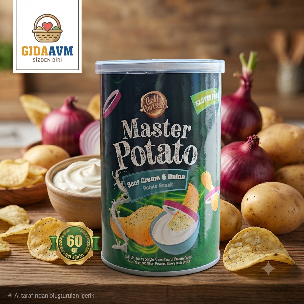Master Potato Ekşi Krema ve Soğan Aromalı Glutensiz Cips 60G