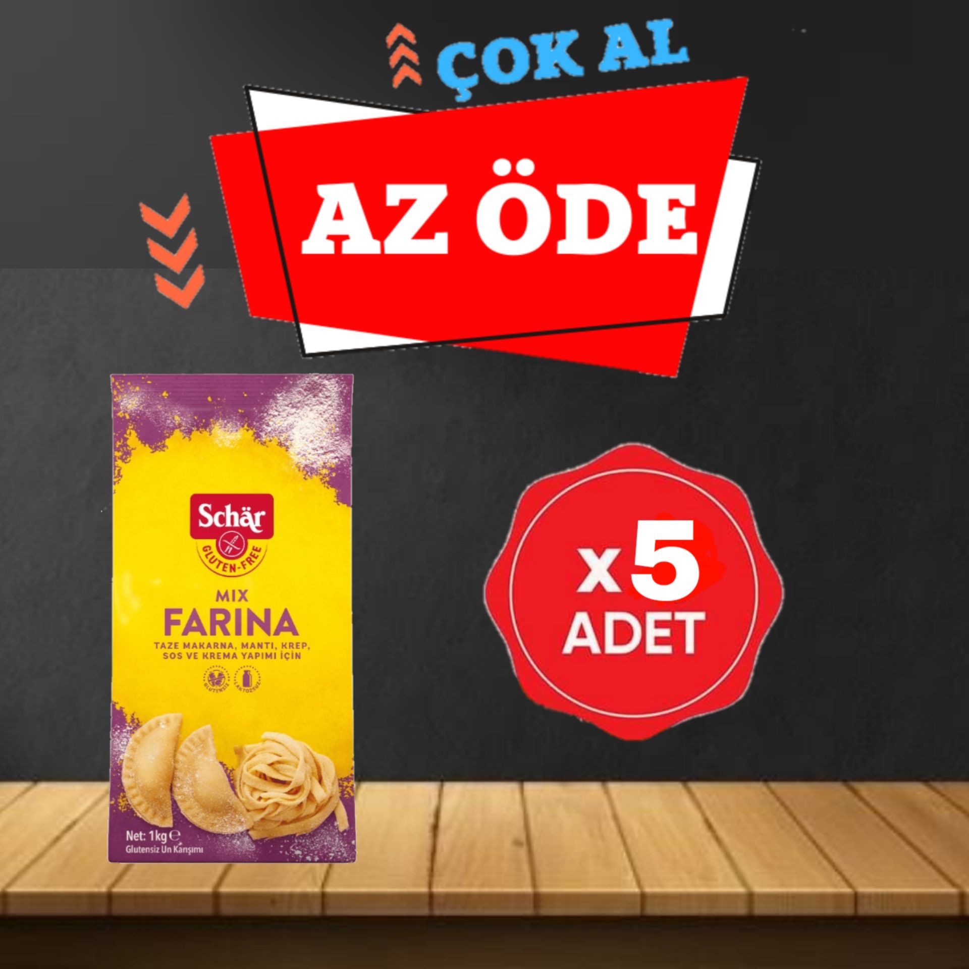 Schar Glutensiz Farina Çok Amaçlı Un Karışımı 1 kg* 5 Adet (TETT 25/03/2027)