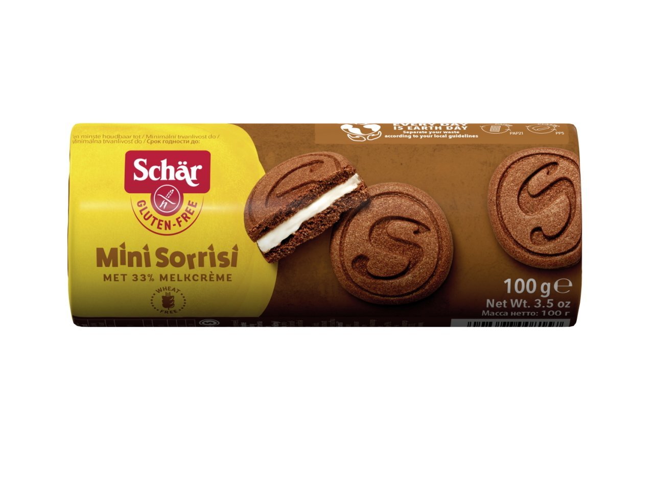 SCHAR Mini Sorrisi 100g Glutensiz Kaymaklı Çikolatalı Bisküvi