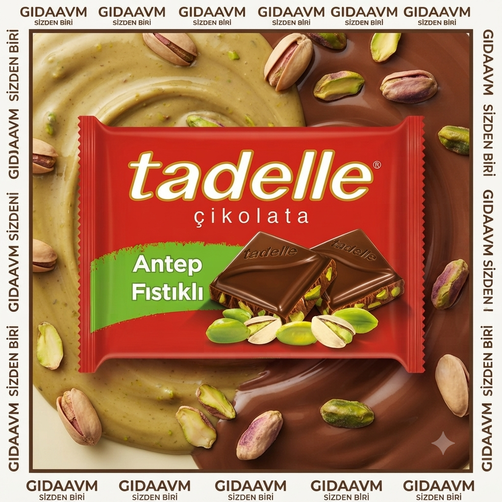 Tadelle Antep Fıstıklı Bol Sütlü Glutensiz Tablet Çikolata 60G