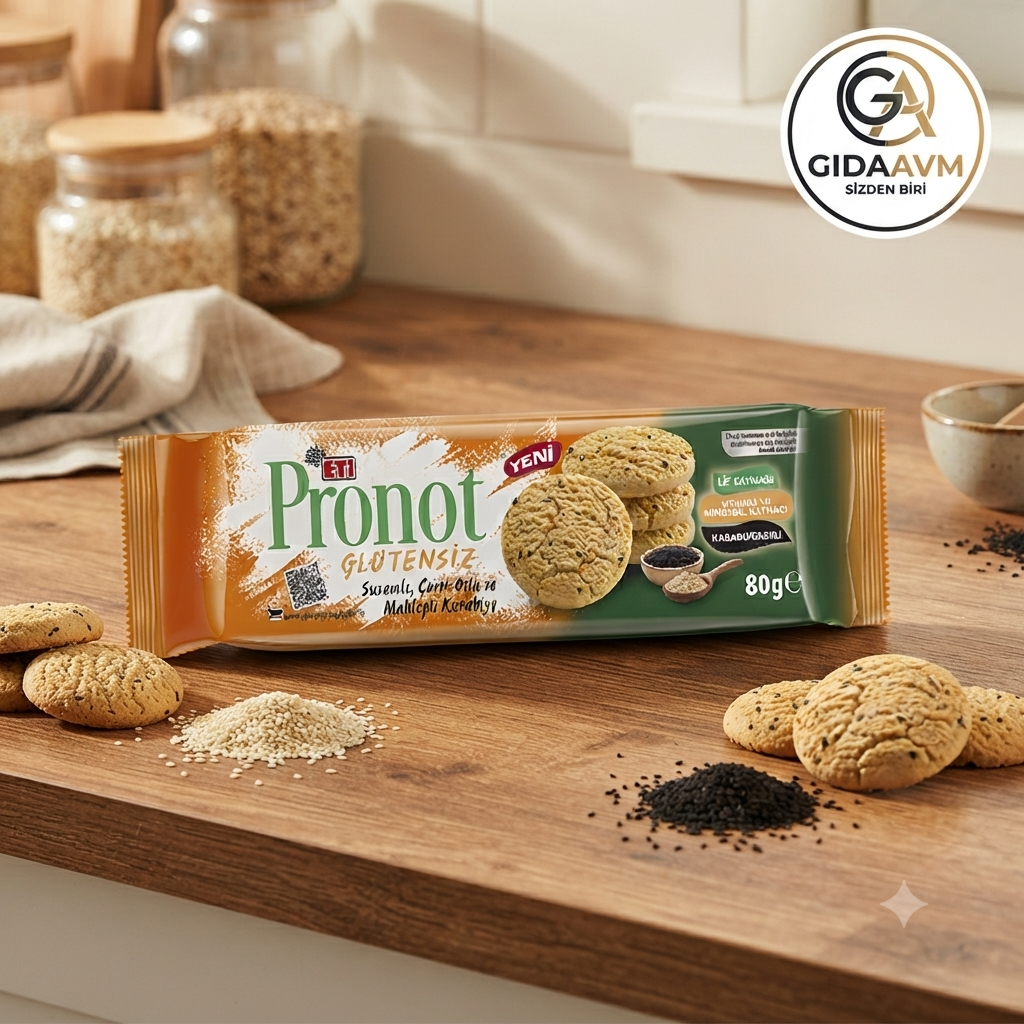 Pronot Glutensiz Mahlepli Çörekotlu ve Susamlı Kurabiye 80 gr