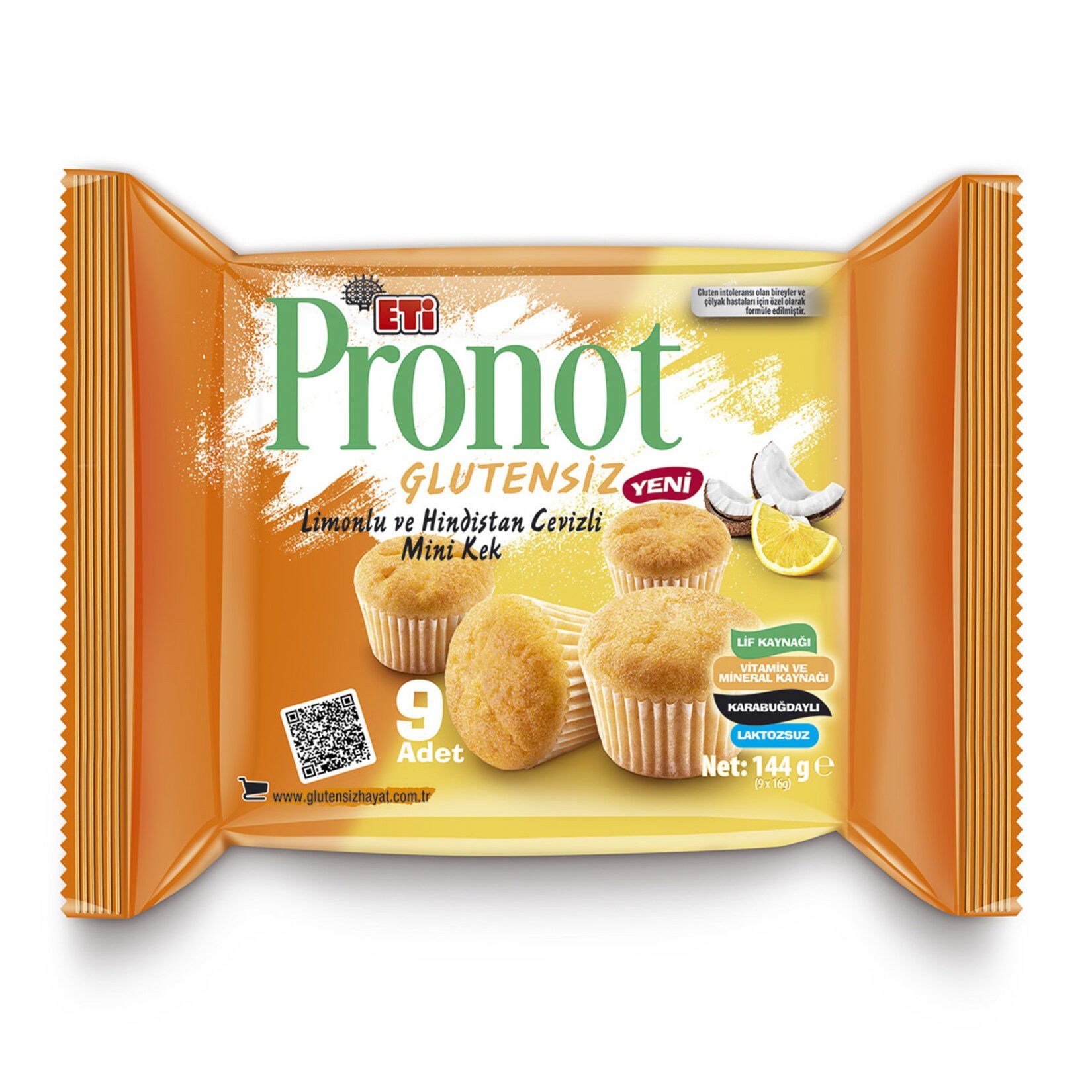 Eti Glutensiz Pronot Kek Limonlu ve Hindistan Cevizli 144 gr