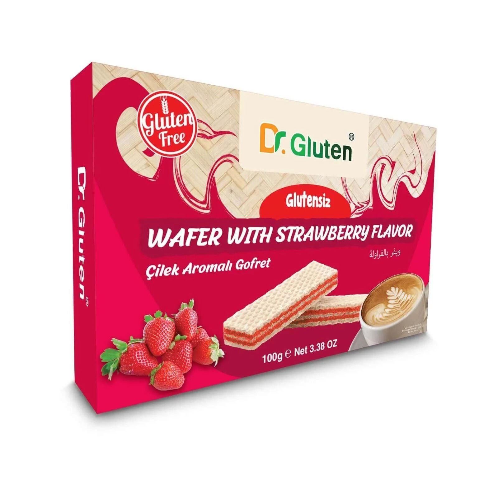 DR.Gluten Glutensiz Çilekli Gofret 100 Gr