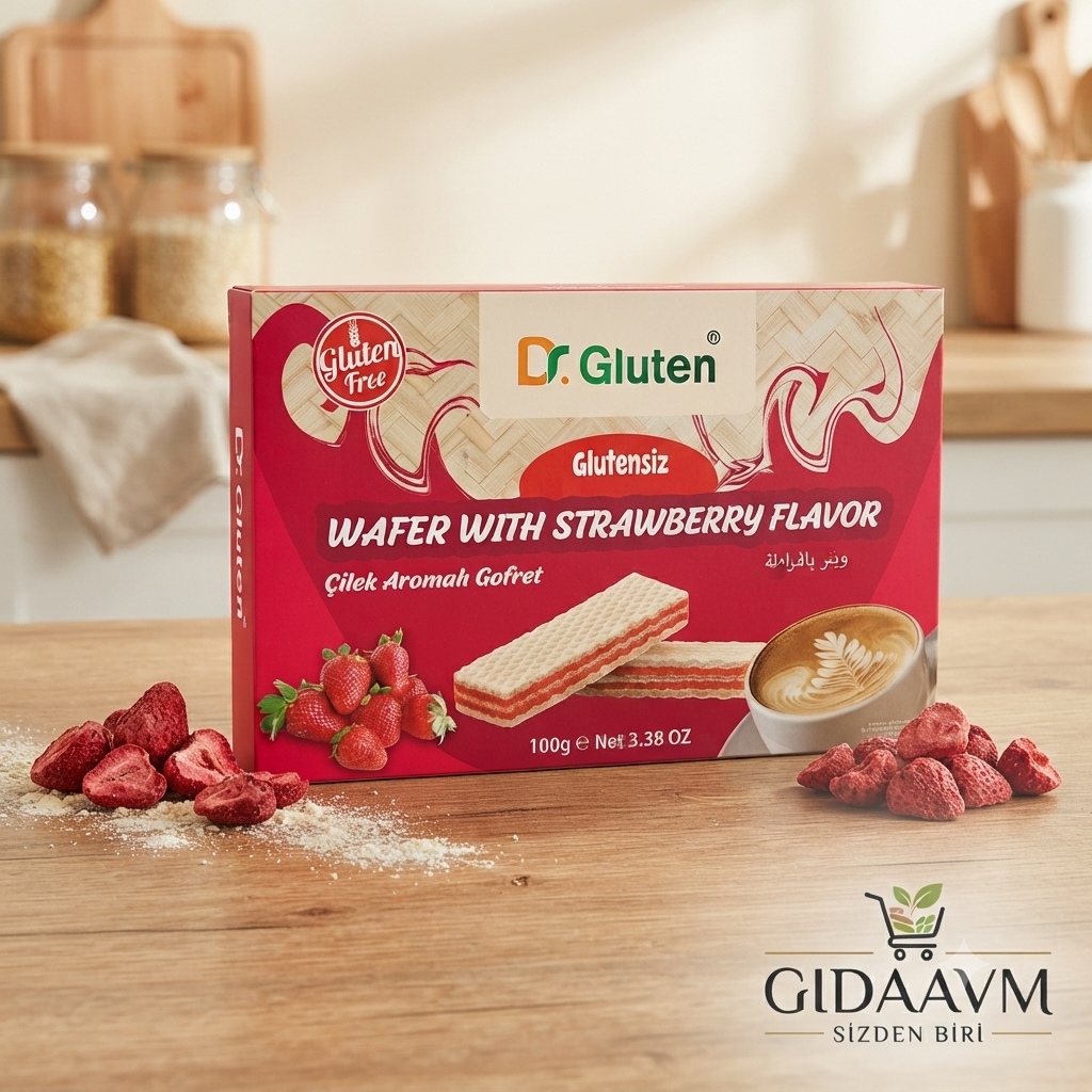 DR.Gluten Glutensiz Çilekli Gofret 100 Gr