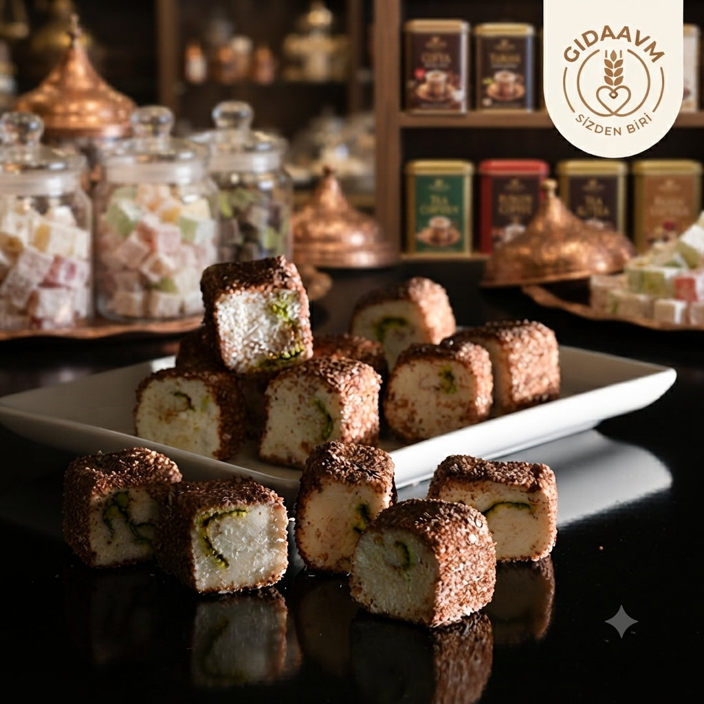 Hindistan Cevizli Antep Fıstıklı Kakaolu Sultan Lokumu 500 gr