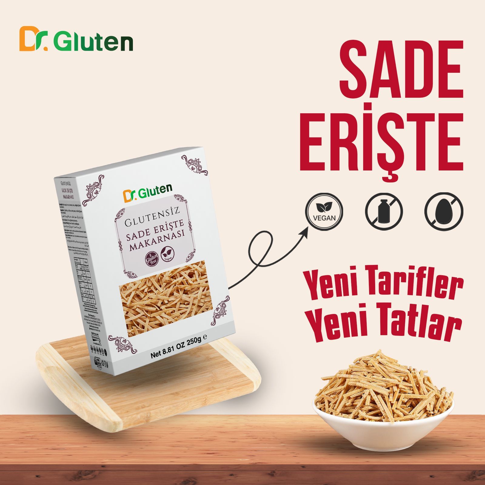 Dr. Gluten Sade Erişte Makarnası 250 gr