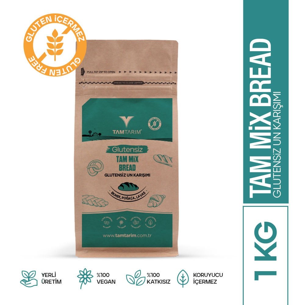 Tam Mix Bread Glutensiz Un Karışımı 1 kg – (Ekmek, Poğaça, Lavaş)