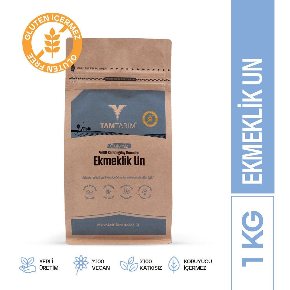 100% Çiğ Karabuğday Unundan Glutensiz Ekmeklik Un 1 Kg